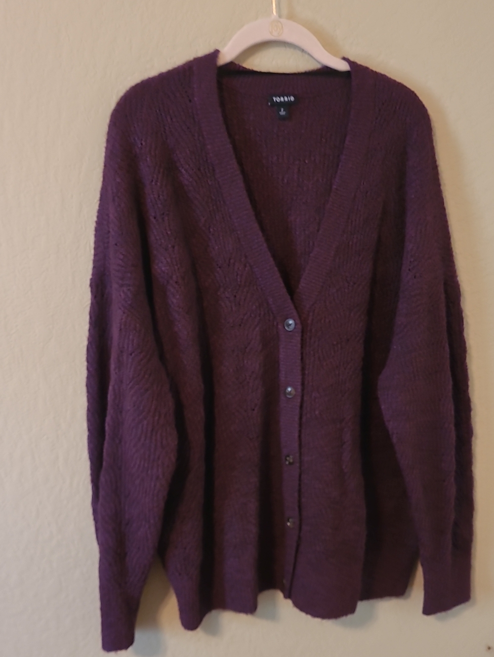 torrid plum button-front V-neck cardigan